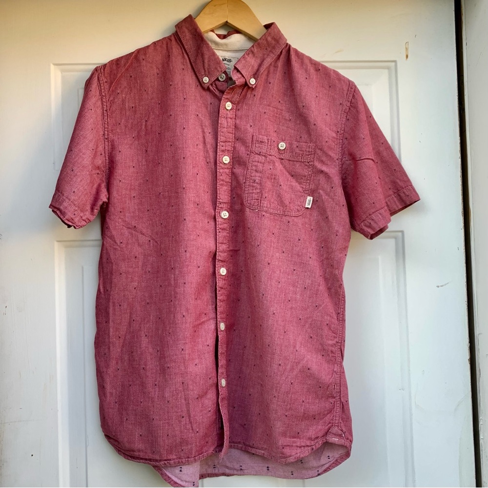Vans Off the Wall men’s red button up shirt
